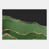 Elegant Green Gold Glitter Marble Agate Inpakpapier Vel (Voorkant)