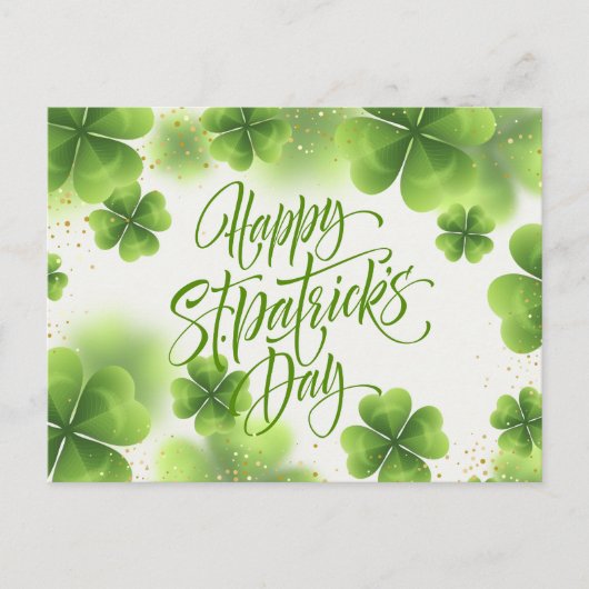 Elegant Green Gold Glitter St Patricks Day Script Briefkaart (Voorkant)