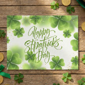 Elegant Green Gold Glitter St Patricks Day Script Briefkaart