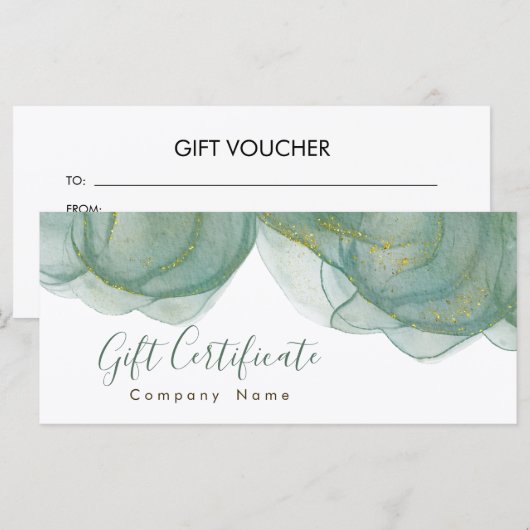 Elegant Green Gold Glitter Waterverf (Voorkant / Achterkant)