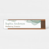 Elegant Green Gold Glitter Waterverf Bureau Naambordje (Voorkant)