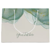 Elegant Green Gold Glitter Waterverf Groot Cadeauzakje (Voorkant)