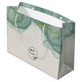 Elegant Green Gold Glitter Waterverf Groot Cadeauzakje (Achterkant Gekanteld)