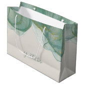 Elegant Green Gold Glitter Waterverf Groot Cadeauzakje (Voorkant Gekanteld)