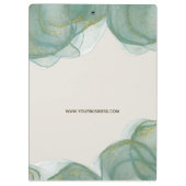 Elegant Green Gold Glitter Waterverf Klembord (Achterkant)