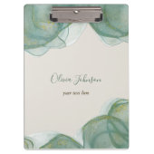 Elegant Green Gold Glitter Waterverf Klembord (Voorkant)