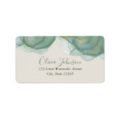 Elegant Green Gold Glitter Waterverf Label (Voorkant)