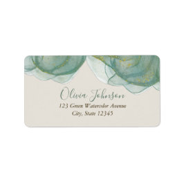 Elegant Green Gold Glitter Waterverf Label