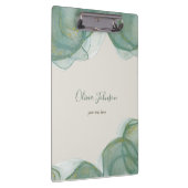 Elegant Green Gold Glitter Waterverf + Logo Klembord (Rechts)