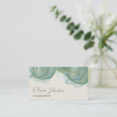 Elegant Green Gold Glitter Waterverf Visitekaartje (Staand voorkant)