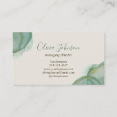 Elegant Green Gold Glitter Waterverf Visitekaartje (Achterkant)