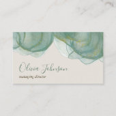 Elegant Green Gold Glitter Waterverf Visitekaartje (Voorkant)