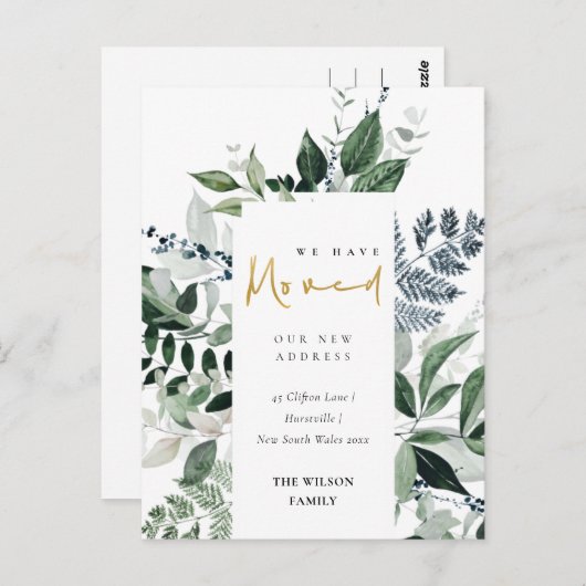 Elegant Green Gold Greenery Lijst We hebben ons ve Briefkaart (Voorkant / Achterkant)