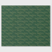 Elegant Green Gold Happy Birthday PersonalizedGift Cadeaupapier (Vlak)