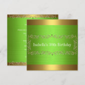 Elegant Green & Gold Jewel Birthday Event Kaart (Voorkant / Achterkant)