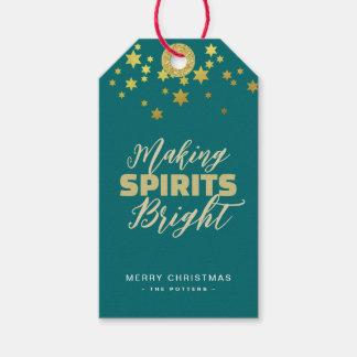 Elegant Green & Gold Kerstmis Cadeaulabel