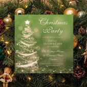 Elegant Green & Gold Kerstparty Sparkle Kaart