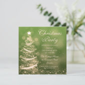 Elegant Green & Gold Kerstparty Sparkle Kaart (Staand voorkant)