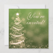 Elegant Green & Gold Kerstparty Sparkle Kaart (Achterkant)