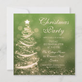 Elegant Green & Gold Kerstparty Sparkle Kaart (Voorkant)