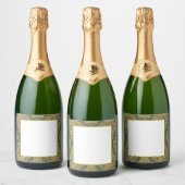 Elegant Green Gold Lijst Label Sparkling Wijnetiket (Flessen)