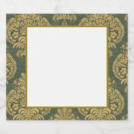 Elegant Green Gold Lijst Label Sparkling Wijnetiket (Enkel label)