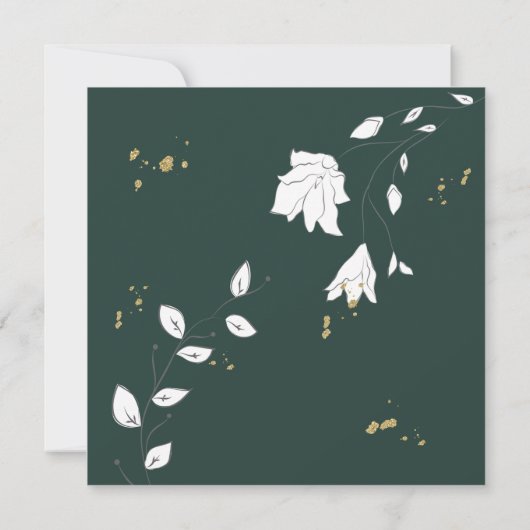 Elegant Green Gold Line Art Floral Geometric Kaart (Achterkant)