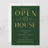 Elegant Green & Gold Logo Business Open House Kaart (Voorkant)