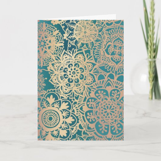 Elegant Green Gold Mandala Pattern Blank Kerstmis Feestdagen Kaart (Voorkant)