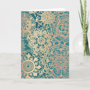 Elegant Green Gold Mandala Pattern Blank Kerstmis Feestdagen Kaart