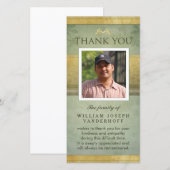 Elegant Green & Gold Memorial Hartelijk dank Bedankkaart (Voorkant / Achterkant)