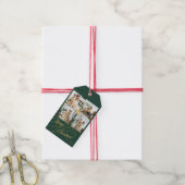 Elegant Green & Gold Merry Christmas Photo -  Cadeaulabel (Met Touw)