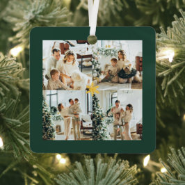 Elegant green & Gold Merry Christmas Photos -  Metalen Ornament