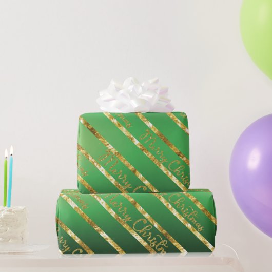 Elegant Green Gold Merry kerst Cadeaupapier (Feestgeschenken)