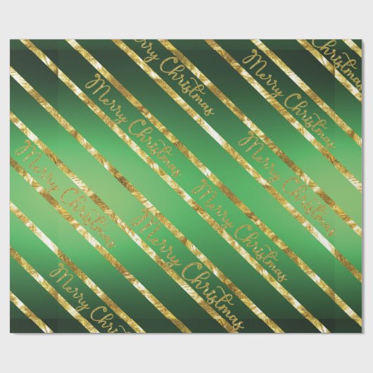 Elegant Green Gold Merry kerst Cadeaupapier (Vlak)