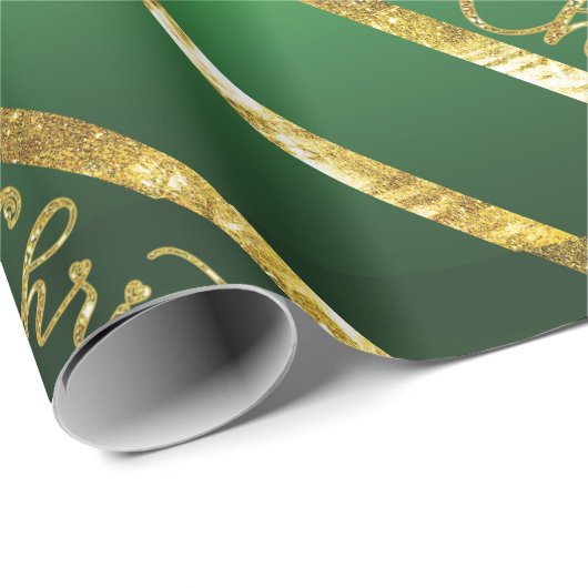 Elegant Green Gold Merry kerst Cadeaupapier (Rol Hoek)