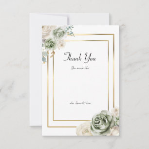 & Elegant Green Gold Micro Wedding Bedankkaart