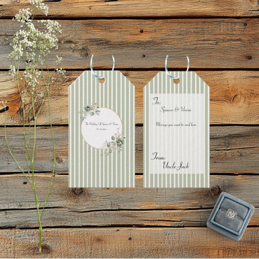 & Elegant Green Gold Micro Wedding Cadeaulabel