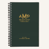 Elegant Green & Gold Monogram Bullet Page Journal Notitieboek (Voorkant)