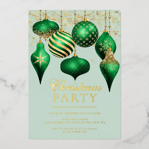 Elegant Green Gold Ornaments kerstparty Folie Uitnodiging
