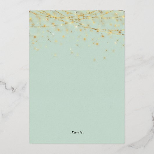 Elegant Green Gold Ornaments kerstparty Folie Uitnodiging (Achterkant)