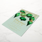 Elegant Green Gold Ornaments kerstparty Folie Uitnodiging (Gedraaid)