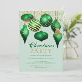 Elegant Green Gold Ornaments kerstparty Kaart (Staand voorkant)