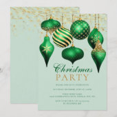 Elegant Green Gold Ornaments kerstparty Kaart (Voorkant / Achterkant)