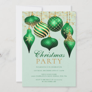 Elegant Green Gold Ornaments kerstparty Kaart
