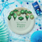 Elegant Green Gold Ornaments kerstparty Papieren Bordje (Feest)