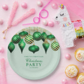Elegant Green Gold Ornaments kerstparty Papieren Bordje (Feest)