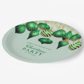 Elegant Green Gold Ornaments kerstparty Papieren Bordje (Gekanteld)