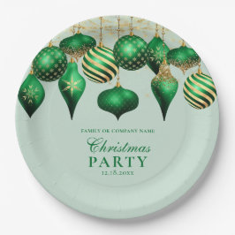 Elegant Green Gold Ornaments kerstparty Papieren Bordje