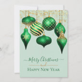 Elegant Green Gold Ornaments Merry-kerstkaart (Voorkant)